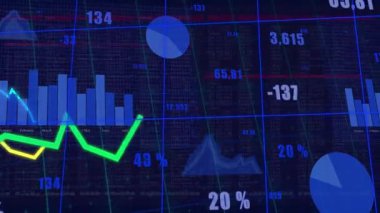 Yeşil hattı yukarı doğru sürükleyen canlı veri çubukları ve etiketleri kaydırarak ızgaraları görselleştiriyor. Analizler, görselleştirme, gösterge paneli, veri, finans, dijital, içgörü