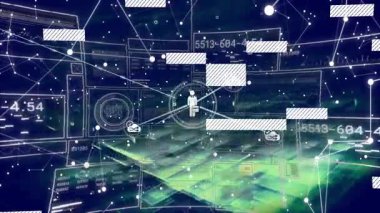 Merkezi düğümden sonra ağ genişlemesi simgeleri birleştirerek veri akışını görselleştiriyor. Teknoloji, siber güvenlik, veri, bağlantı, dijital, yenilik, soyut