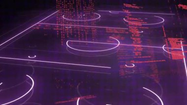 Kırmızı kod aşağı iniyor holografik ızgara oluşuyor, kod kalıplarını görselleştirmek için dönüyor. Teknoloji, siber uzay, fütüristik, dijital, yenilik, sanal gerçeklik, arayüz