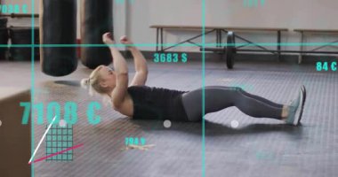 Kadın, ilerleyişi takip etmek için çekirdekle animasyon grafikleri çekerek Vsit kristalizasyonunu başlatıyor. Zindelik, güç, egzersiz, kararlılık, sağlık, eğitim, esneklik