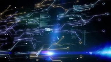 Holografik ağ veri girişi alıyor, bağlantı düğümlerini canlandırıyor ve veri akışını görselleştiriyor. Gelecekçi, dijital, şematik, teknoloji, soyut, siber, görselleştirme