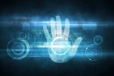 Dijital güvenlik el taraması mavi ve siyah baskı