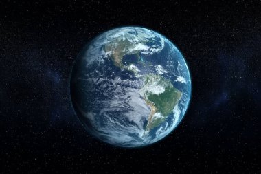 Siyah arkaplanda Dünya 'nın bilgisayar grafiksel resmi