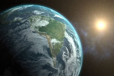 Dünya parlak güneşe karşı