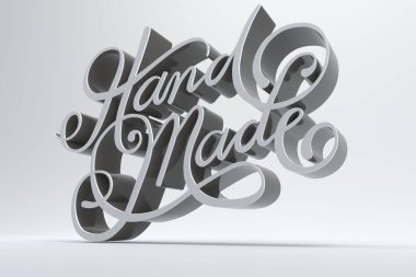 Gri arkaplana karşı el yapımı metnin dijital olarak oluşturulmuş görüntüsü