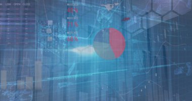 Şeffaf pasta grafiği, şamdan grafiğiyle kurumsal analitik gösterge paneline odaklı olarak gösteriliyor. Veri, görselleştirme, ön panel, analitik, finans, teknoloji, bilgi grafikleri