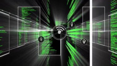 Veri koridorundaki merkezi Wi-Fi düğümünden ağ genişlemesini başlatan kod panelleri somutlaştırılıyor. Teknoloji, bağlantı, siber alan, dijital, altyapı, yenilik, sanal