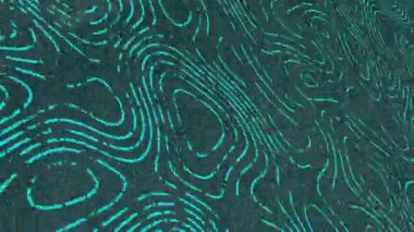 Yakın plan çekimden sonra, kamera kumaş üzerinde turkuaz hatlar çiziyor, desen ortaya çıkıyor. Tekstil, desen, geometri, tasarım, zanaat, sanatçılık, estetik