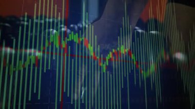Doldurma ekranını kaplayan canlı mali tablo, simsar tipi komutlar olarak geri sıçrayan çubuklar. Maliye, ticaret, teknoloji, analiz, veri, pazar, yatırım
