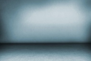 Düz tasarım alanı mavi-gri gradyan duvar toplantısını gösteriyor. Zeminde gölgeler, kopyalama alanı var. Minimalist, modern, nötr, iç mekan, soyut, gösterişli, çok yönlü