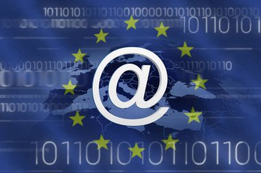 İkili kodlu ve imzalı Avrupa Birliği bayrağı, yakın plan