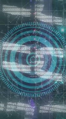 Blok zinciri üzerindeki işleme çemberinin animasyonu. küresel internet güvenliği, veri işleme, bağlantılar ve dijital arayüz konsepti dijital olarak oluşturulmuş video.