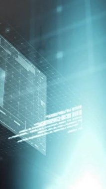 Şehir manzarası üzerindeki veri işleme ve diyagramlarının animasyonu. Küresel iş ve dijital arayüz kavramı dijital olarak oluşturulmuş video.