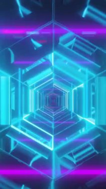 Siyah arkaplanda hareket eden şekillerin animasyonu. Retro gelecek ve dijital arayüz konsepti dijital olarak oluşturulmuş video.