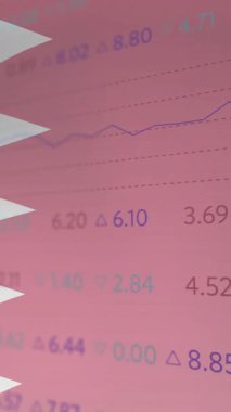 Finansal veriler ve borsa animasyon çizelgeleri üzerinde Bahreyn bayrağı. Maliye, ekonomi, yatırım, analiz, ticaret