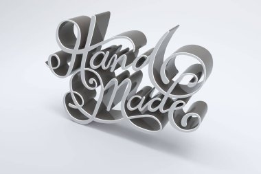 El yapımı metnin gri arkaplana karşı üç boyutu