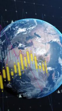 Dünya çapında finansal veri işleme animasyonu. finans, küresel iş, dijital olarak üretilen video.