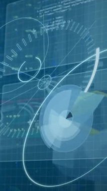 Animation of digital interface over server room. Global business, finances, data processing and digital interface concept digitally generated video.