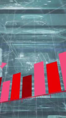 Tıbbi veri işleme ile ekranlara karşı istatistiksel veri işleme animasyonu. İş verileri ve tıbbi araştırma teknolojisi kavramı