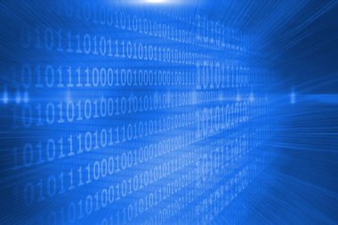 Fütüristik parlak ikili kod mavi zemin üzerine