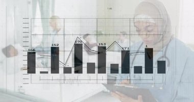 Animasyon ölçümlerini üst üste koy, doktor verileri not et, hemşire serumu ayarla, asistan testi yap. Sağlık, tanı, izleme, meslek, klinik, yenilik, takım çalışması