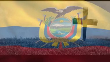 Açılış vuruşu Ekvador bayrağının açılışı ve ahşap haçın üzerinde dalgalanması gururu simgeliyor. Vatanseverlik, milliyetçilik, açık hava, miras, doğal huzur, sembolik