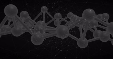 Animasyon başladığında, moleküler yapı daha derin bağlantıları ve parlayan ağı ortaya çıkarmak için döner. Moleküler, soyut, fütürist, bilimsel, dijital, yenilikçi, dinamik