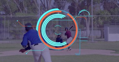 Vurucu, sopayı kavrıyor ve beyzbol eldiveni takıyor. Kopya uzayı. Atletizm, spor, takım çalışması, rekabet, açık hava, dinamik, disiplin