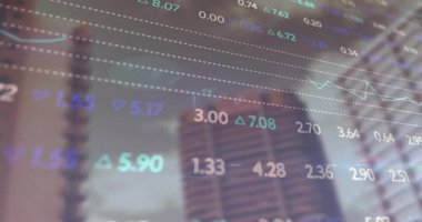 Yükleme gökdeleninde bulanıklaşma, kayan kalpler ve salınan çizgi grafiği piyasa hareketlerini gösteriyor. Finans, veri, analitik, teknoloji, hareket, şirket, yatırım