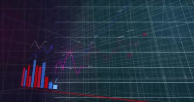 3 boyutlu ızgara görünüyor, parmaklıklar yükseliyor, çizgiler dalgalanıyor, ok hareket ediyor, kod kaydırma, görselleştirme eğilimleri. Gelecek, veri, analitik, teknoloji, görselleştirme, dijital, içgörü