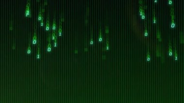 İkili akıntılar düşüyor ve patlama patlayana kadar büyüyor. Değişen merkez sönüyor ve kod yağmuru ortaya çıkıyor. Siber, gelecekçi, dijital, veri, teknoloji, soyut, yüksek teknoloji