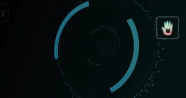 El simgesi görünmeye başlıyor. Kilit eko simgeleri titreşerek güvenli arayüz oluşturmaya başlıyor. Siber güvenlik, veri koruması, dijital güvenlik, çevre simgeleri, sanal arayüz, engelleme zinciri, teknoloji