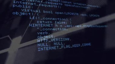C + + kod başlatılıyor HTTP okuma, tampon sıfırlama, ağ titreşimleri kesişim mantığını gösteriyor. Programlama, siber güvenlik, ağ görselleştirme, dijital teknoloji, soyut animasyon, yazılım geliştirme, veri analizi