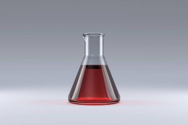 Conical flask with solution, Close-up