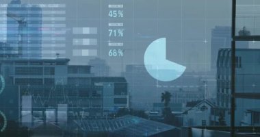 Şebeke ve tablo ufuk çizgisinde soluyor, göstergeler dönüyor, grafikler ve harita kayıyor, finansı görselleştiriyor. Veri, analitik, görselleştirme, finans, kentsel, teknoloji, gösterge paneli