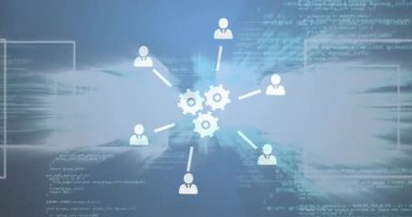 Titreşen dişliler ortaya çıkmaya başladığında, simge halkası görüntüleme ağı kuran kullanıcılara bağlantı yayıyor. Siber güvenlik, bağlantı, teknoloji, yenilik, dijital, otomasyon, veri