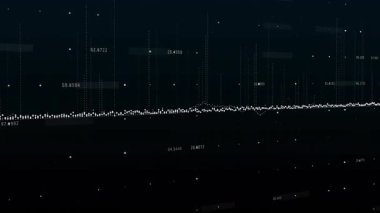 Veri dalgalanmasından sonra turuncu işaret fişeği gibi dalgalanan beyaz nokta dalgalanma sayıları. Veri görselleştirme, dijital sanat, soyut, fütüristik, teknoloji, analitik, dinamik