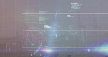 Bulanık ufuk çizgisi ikili grafikler başlatıyor kod kaydırma ve ışın süpürme eğilimleri gösteriyor. Analizler, veriler, görselleştirme, teknoloji, endüstriyel, fütüristik, dinamik