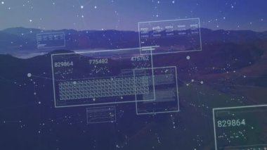 Dağ ufuk açılışı görünümü, sayısal veri haritalama akışlarını güncellerken solgunlaşan panelleri başlatıyor. Gelecekçi, teknoloji, veri, ağ, dijital, arayüz, görselleştirme