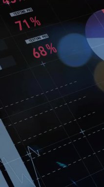 Finansal tablolar ve pasta grafikleri küresel veri analizi arka planında. Finans, ekonomi, istatistik, pasta grafiği, iş, ölçüler