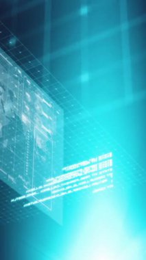 Ekranda finansal veri işleme animasyonu. Küresel iş, finans, hesaplama ve veri işleme kavramı dijital olarak oluşturulmuş video.