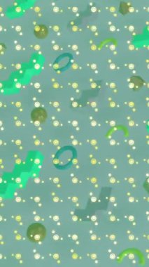 Yeşil arka planda hareket eden sıra sıra Noel modelinin animasyonu. Noel, şenlik, kutlama ve gelenek konsepti dijital olarak oluşturuldu.