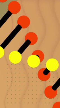 Soyut şekiller üzerinde dönen DNA yapısının ve pürüzsüz desendeki dalgalı dokunun animasyonu. Tıbbi araştırma ve bilim teknolojisi kavramı