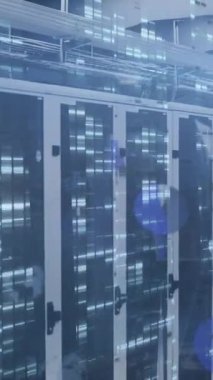 Animation of data processing over computer servers. Global technology data processing and digital interface concept digitally generated video.