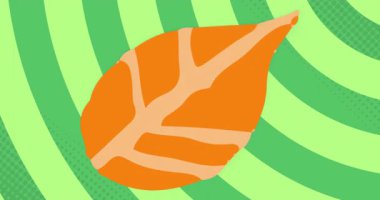 Stilize edilmiş turuncu yaprak düz tasarım yeşil bantlara odaklanarak sakin doğa odaklarını gösteriyor. Soyut, minimalist, enerjik, doğa, uyum, dijital, grafik