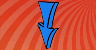 Göründüğü zaman, mavi 3D ok saat yönünde dönüyor ve kırmızı çizgili arkaplanı vurguluyor. Hareket, dönüşüm, dinamik, görselleştirme, teknoloji, soyut, tasarım