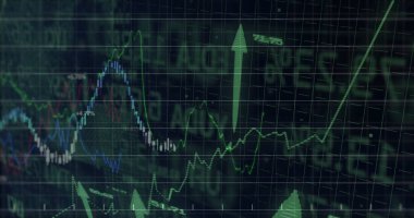 Ekranda yükselen verileri renkli çizgiler, şamdanlar ve kalpten gelen metinlerle görüntülemek. Finansal, analitik, teknoloji, dijital, gösterge paneli, yatırım, yenilik