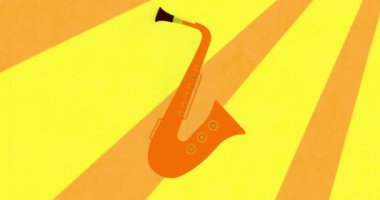 Turuncu saksafon açılıyor. Işınlar genişlerken merkezde kalıyor. Sonra da soluyor, sergileniyor. Müzikal, caz, enerjik, soyut, grafik, minimalist, enerjik