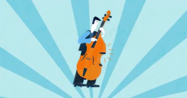 Müzisyen, titreşim gösteren titreşimlerle yaylar çizmeden önce bas gitar çalıyor. Orkide, müzik, melodik, konser, performans, ritmik, canlı