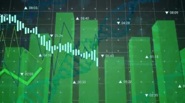 Şebeke dünya haritası çizelgeleri üzerinde piyasa haritası canlanıyor ve yükselen çizgiler iyileşmeyi gösteriyor. Veri görselleştirme, finans, analitik, iş, teknoloji, gösterge paneli, performans